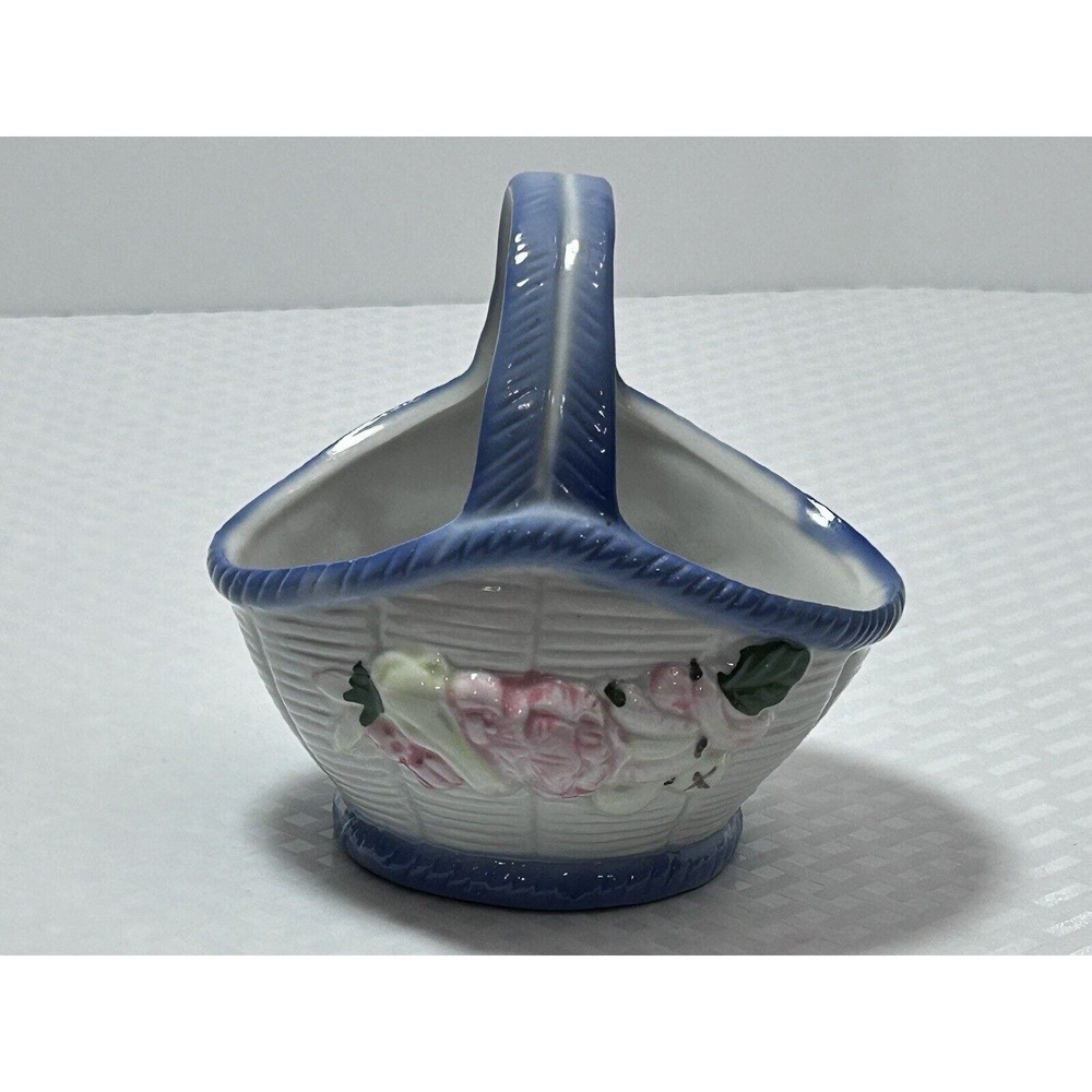 Vintage Small Blue & White Multicolor Fruit Ceramic Basket‎ Candy Dish - Picture 2 of 12